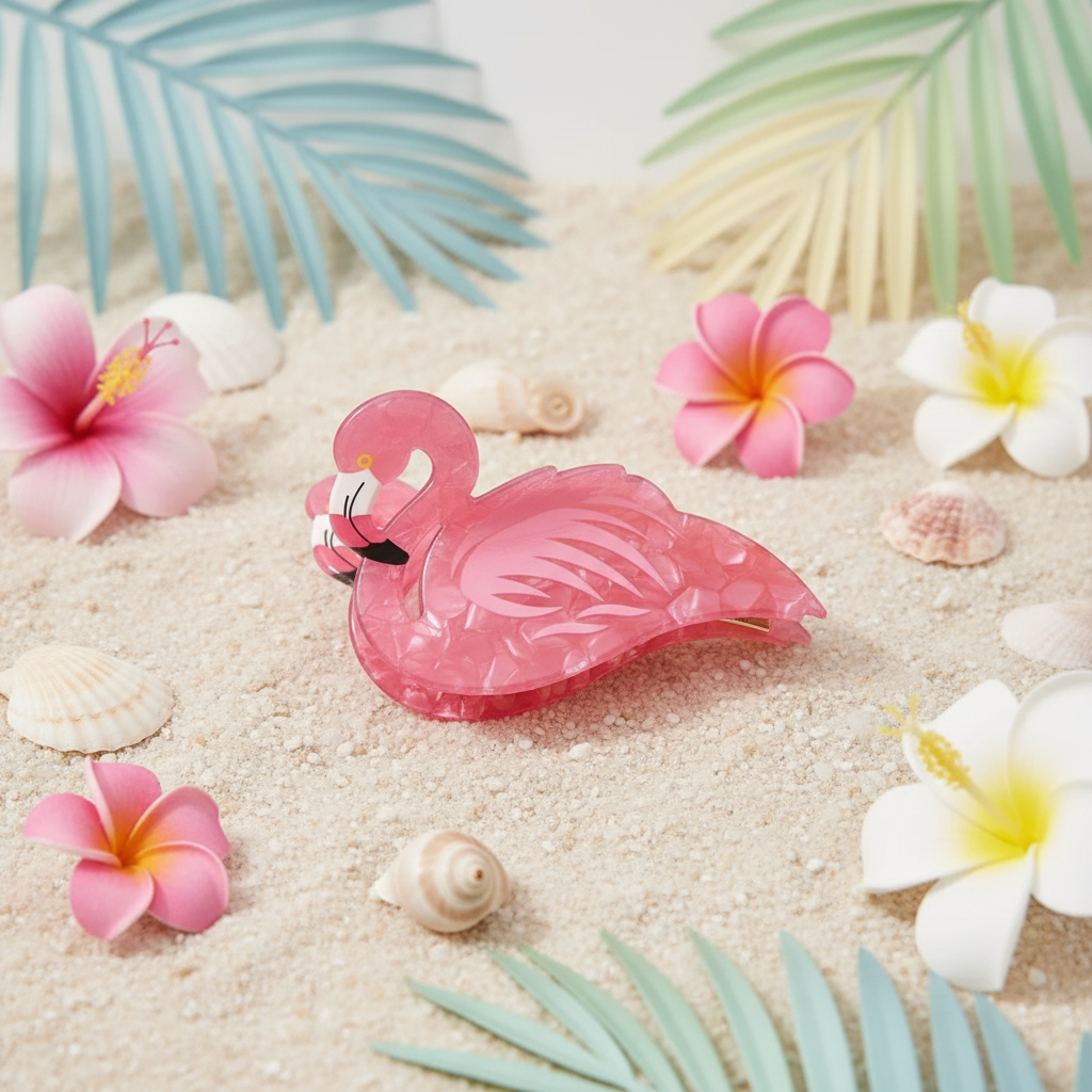 Pince à Cheveux Flamant Rose