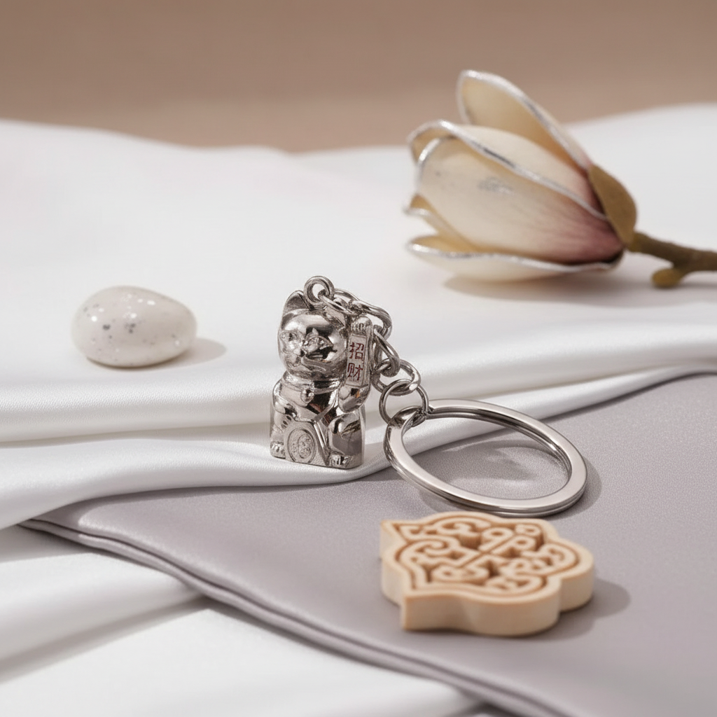 Llavero gato de la suerte