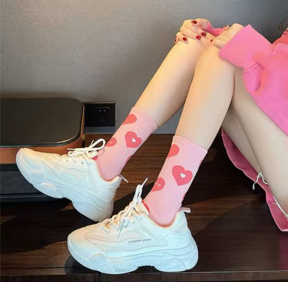Chaussettes Cœur Rose Femme