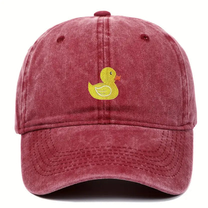Gorra lavada con pato amarillo bordado