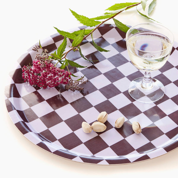 Grape CHECKER Round Serving Tray - 31 cm