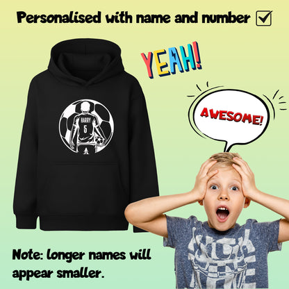 Fringoo football Sweat à capuche noir garçon Cotton Rich Soft Hooded Sweatshirt- football Ball noir