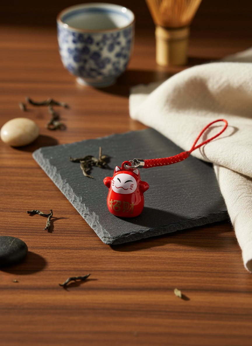 Llavero Daruma Lucky Cat Campanilla