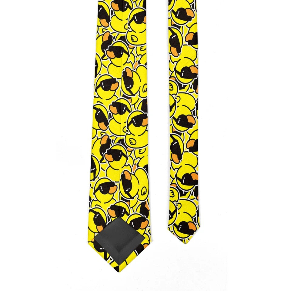 Cravate Canards Jaunes avec Lunettes de Soleil