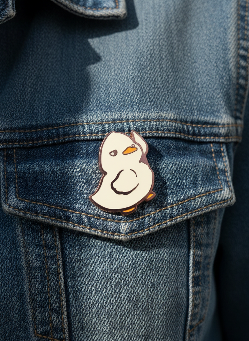 Pato blanco con alfiler de cuchillo