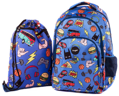 Sac à dos scolaire enfant multicompartiment – Doodles garçon