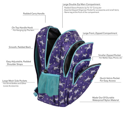 Multi-Compartment Backpack - Unicorn Sky