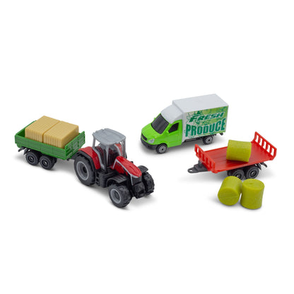 MINI MACHINES DE TRAVAIL - PACK DE 4 TRACTEURS MASSEY FERGUSSON