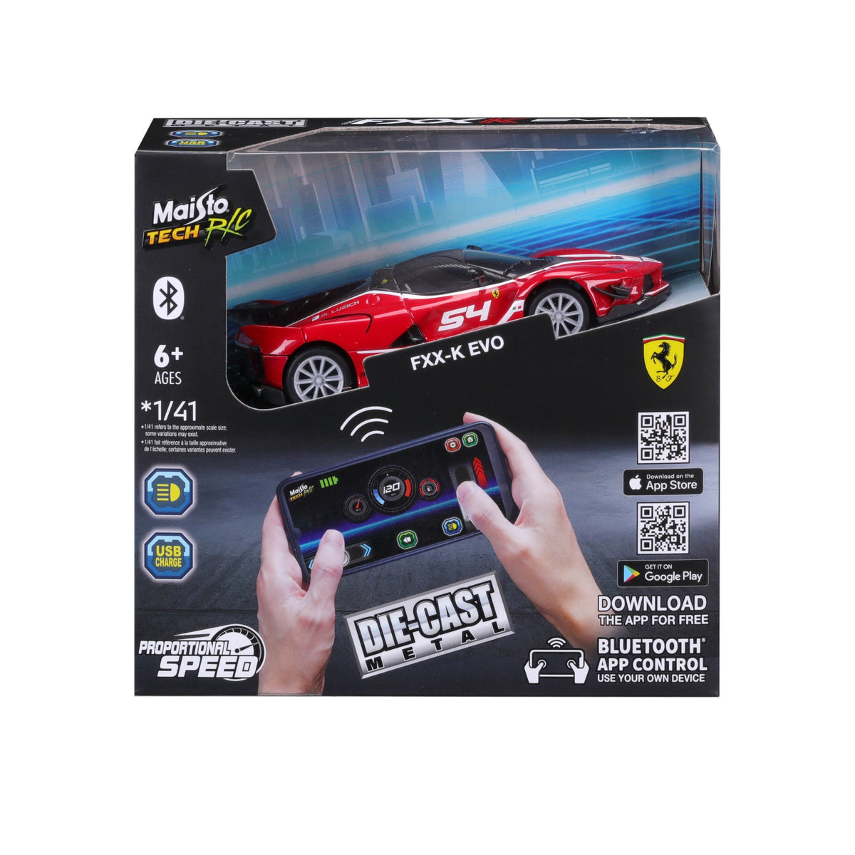 BLUETOOTH FERRARI FXX-K EVO DIE-CAST METAL REMOTE CONTROL MINI CAR WITH WINDOW BOX 1:41