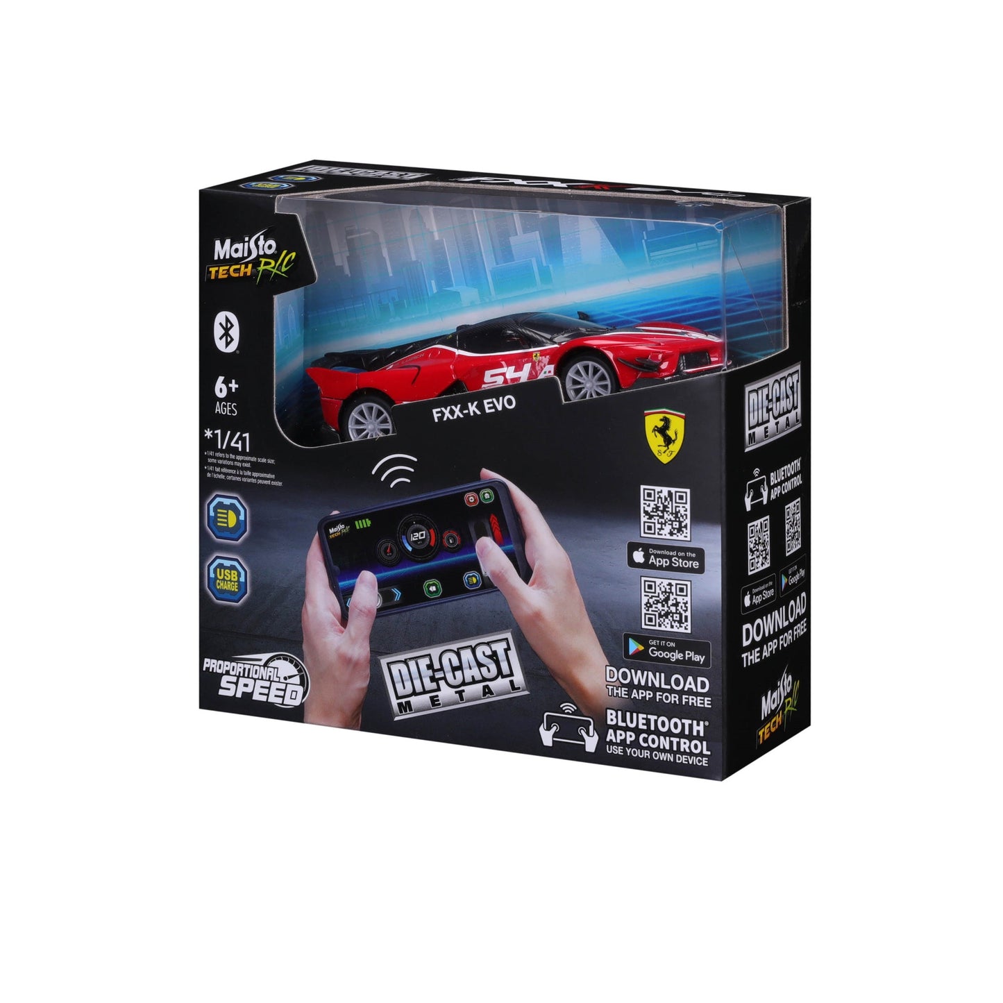 BLUETOOTH FERRARI FXX-K EVO DIE-CAST METAL REMOTE CONTROL MINI CAR WITH WINDOW BOX 1:41