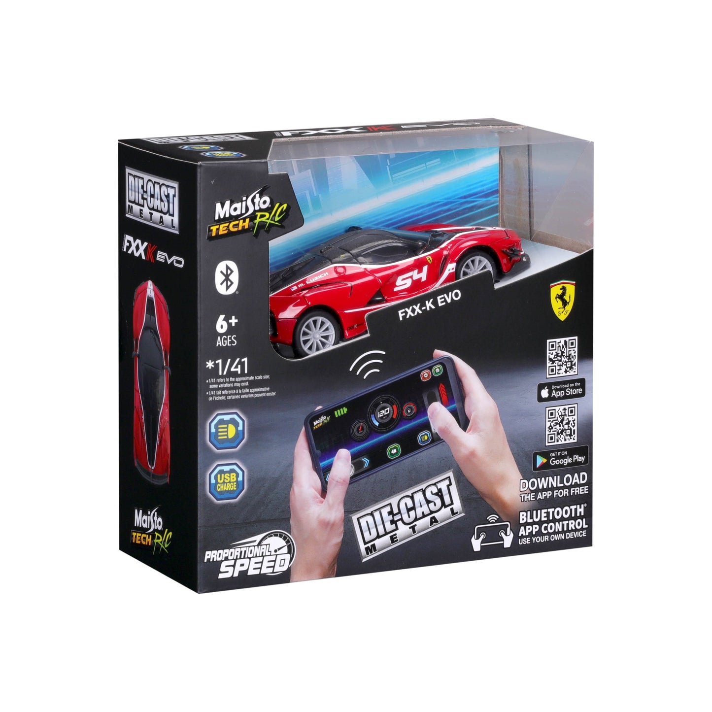 BLUETOOTH FERRARI FXX-K EVO DIE-CAST METAL REMOTE CONTROL MINI CAR WITH WINDOW BOX 1:41