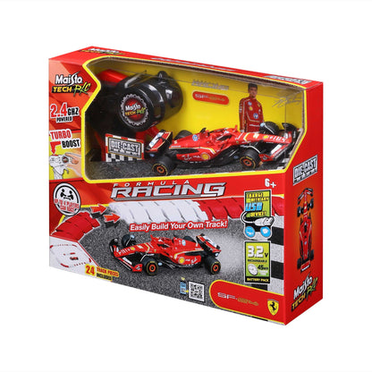 MINI CIRCUIT DE COURSE F1 RC EN MÉTAL MOULÉ SOUS PRESSION 1:41 FERRARI 2024 LECLERC 2,4 GHz