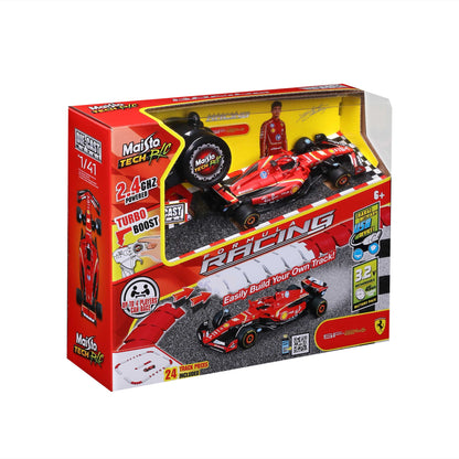 MINI CIRCUIT DE COURSE F1 RC EN MÉTAL MOULÉ SOUS PRESSION 1:41 FERRARI 2024 LECLERC 2,4 GHz