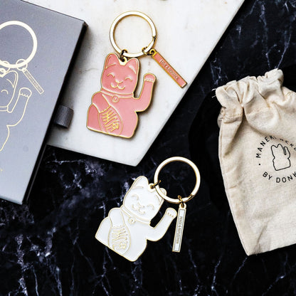 porte cles chat chanceux rose donkey 