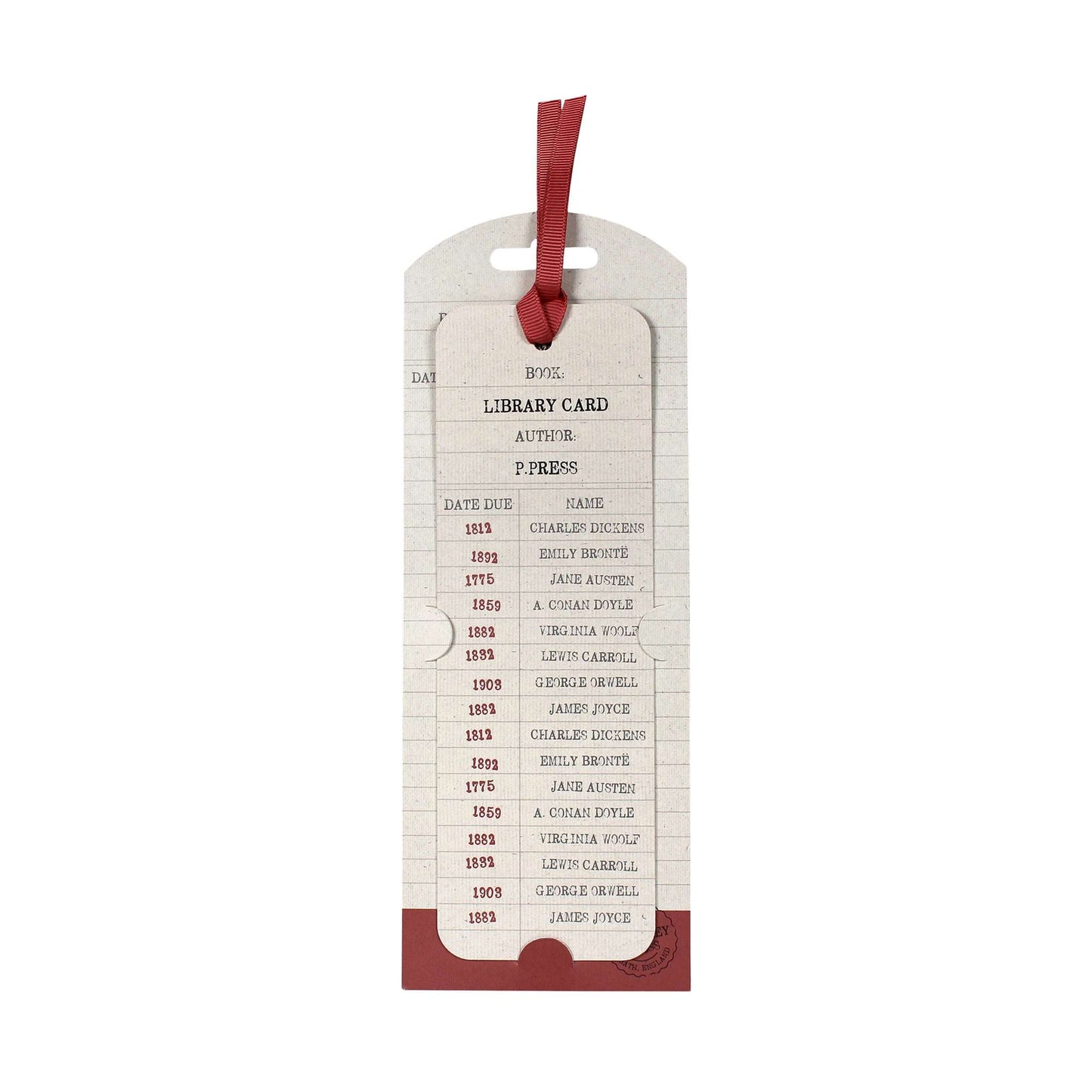 Marque-page papier Pulteney Press - Library Card