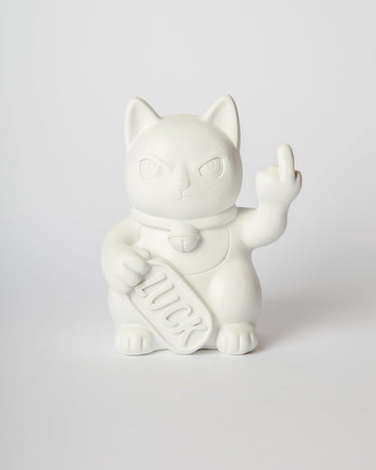 Chat Chanceux « Fuck » Blanc