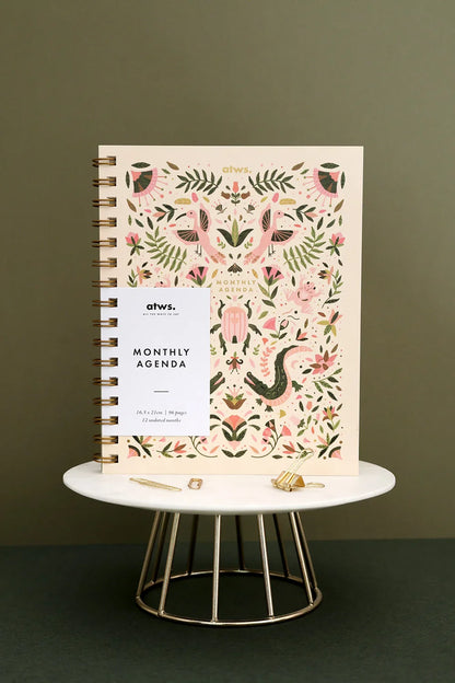 Pink Croco - Monthly Planner Spirals