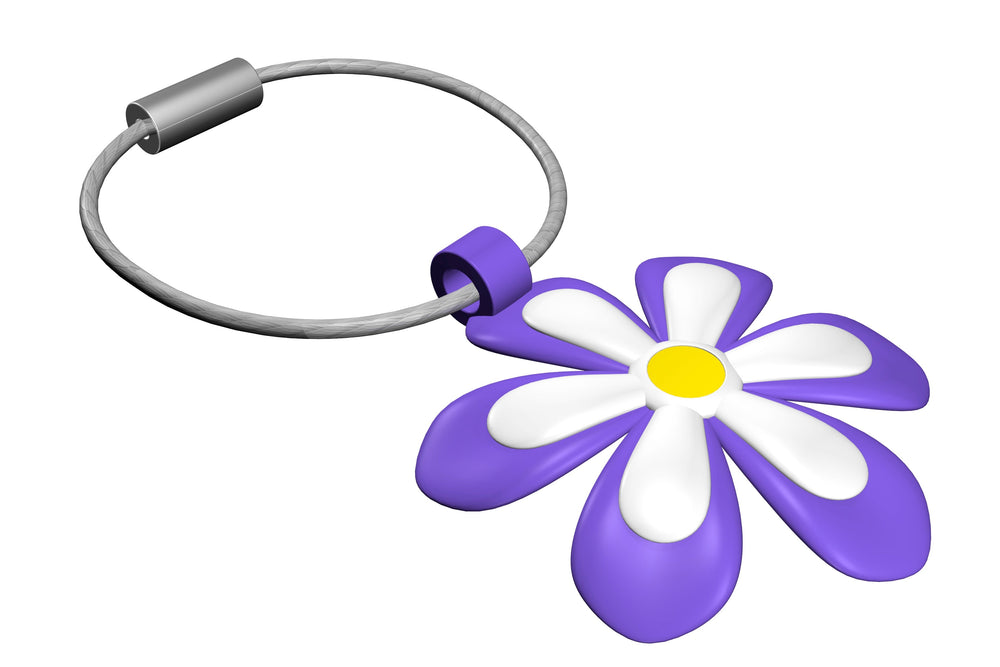 Schlüsselanhänger mit violetter Blume