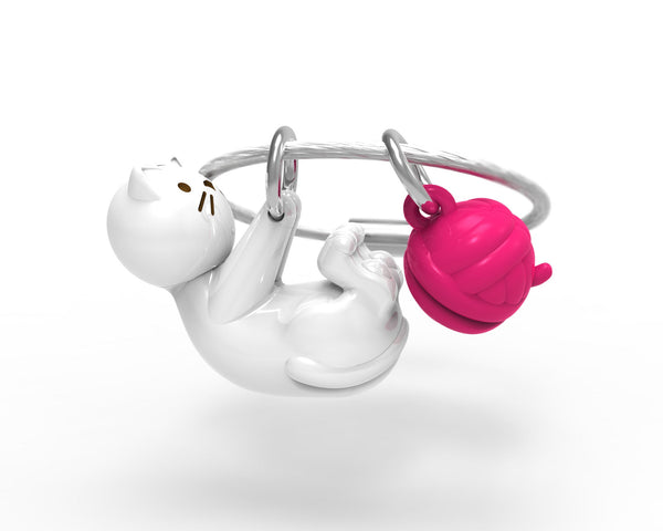 Witte katten sleutelhanger
