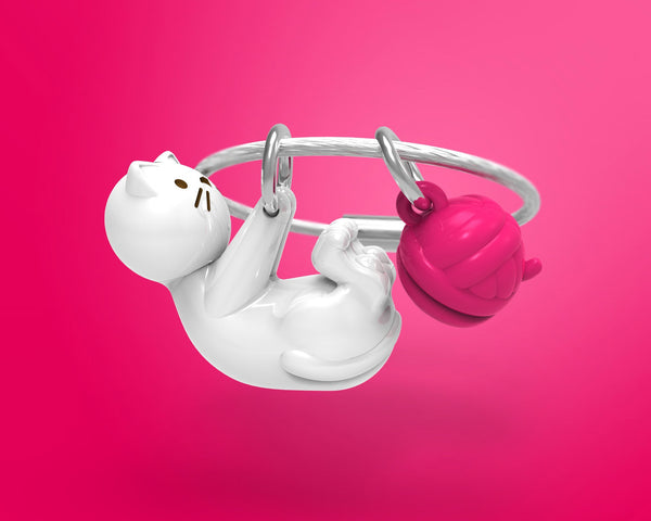 Witte katten sleutelhanger