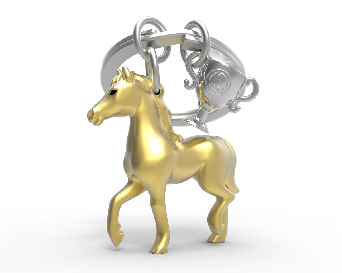 Porte clés Cheval de Course Doré