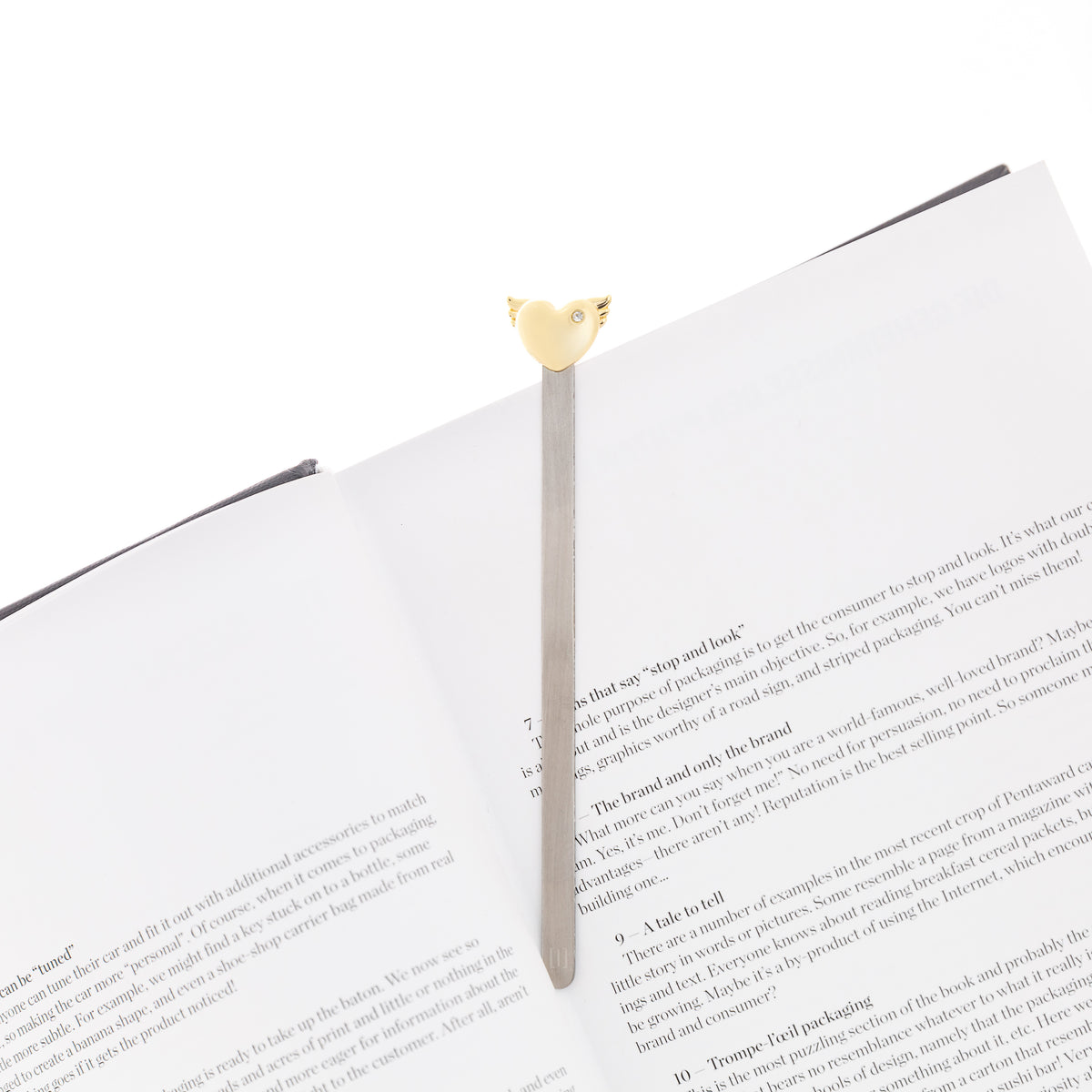 Marcador de Livro Coração Alado Dourado