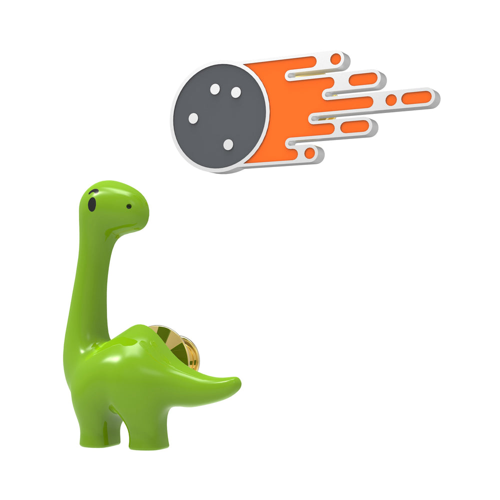 Dinosaurus en asteroïde speld