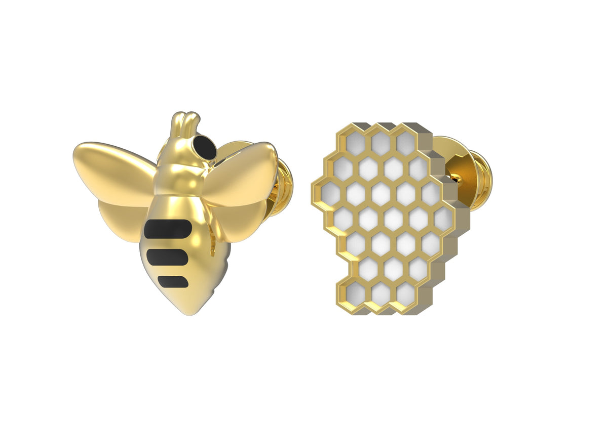 Bee and Honeycomb Pins