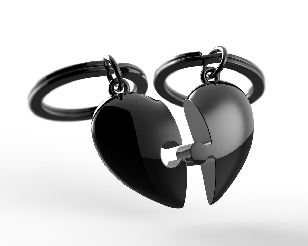 Porte Clés Duo de Cœurs Noirs Antibactériens