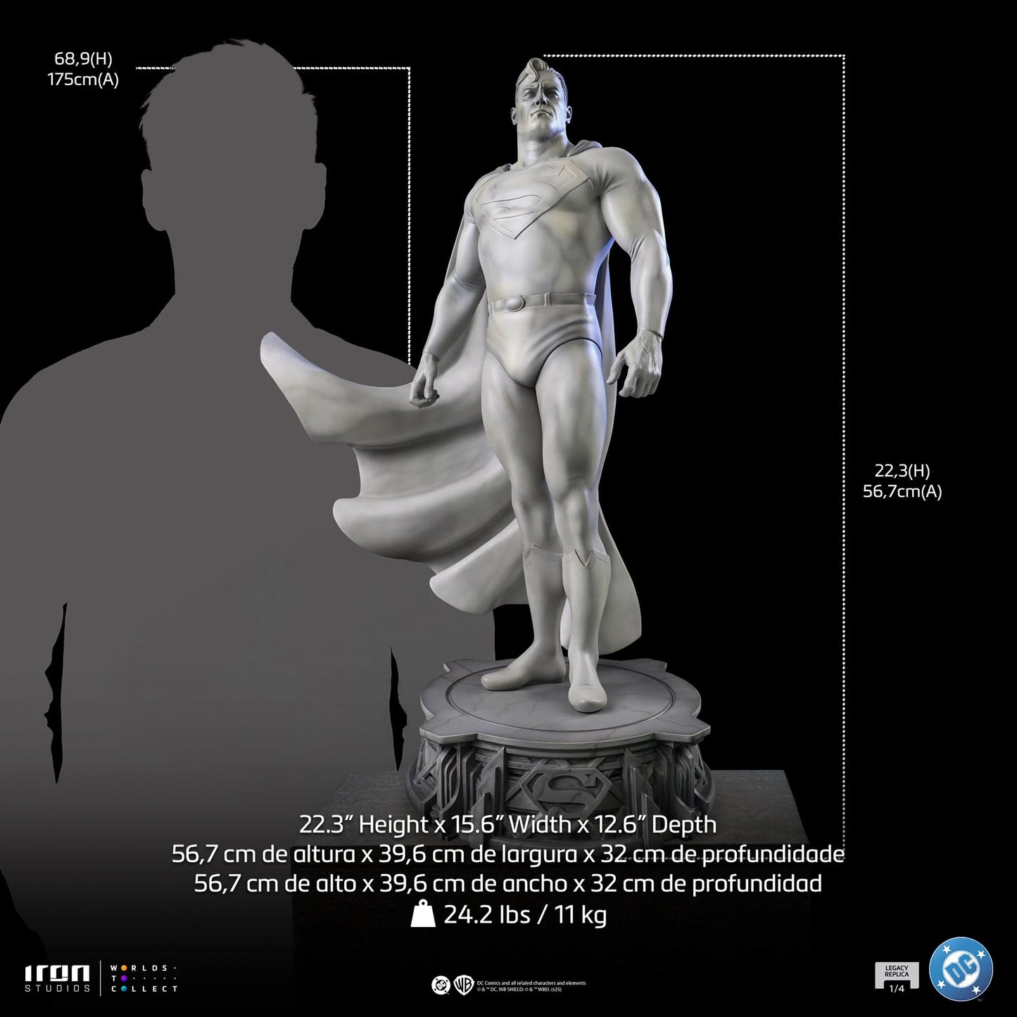 Superman Statue (Marble Version) - DC Trinity - Legacy Replica 1/4 - Iron Studios
