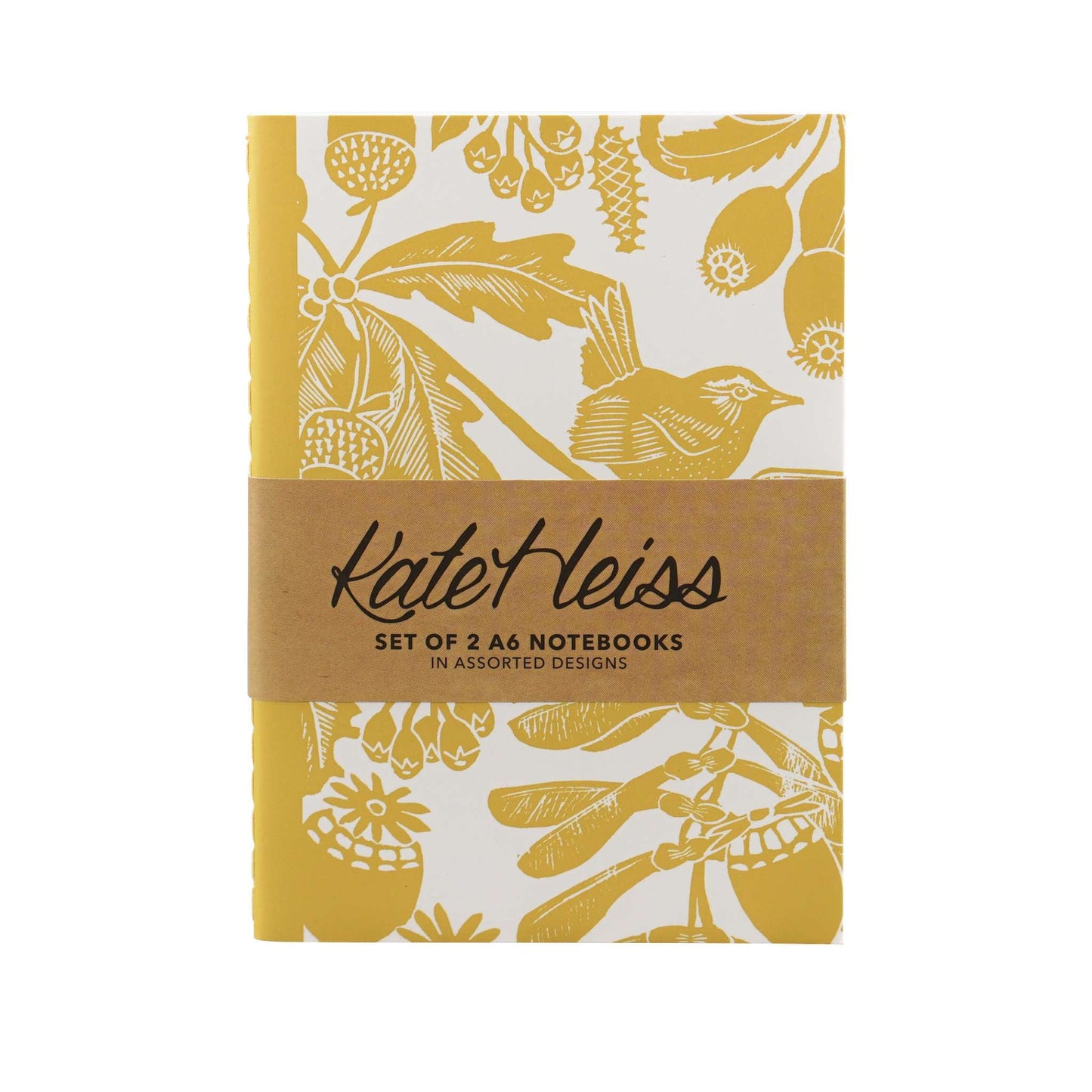 Lot de 2 carnets A6 Kate Heiss - bleu poudré/Mustard