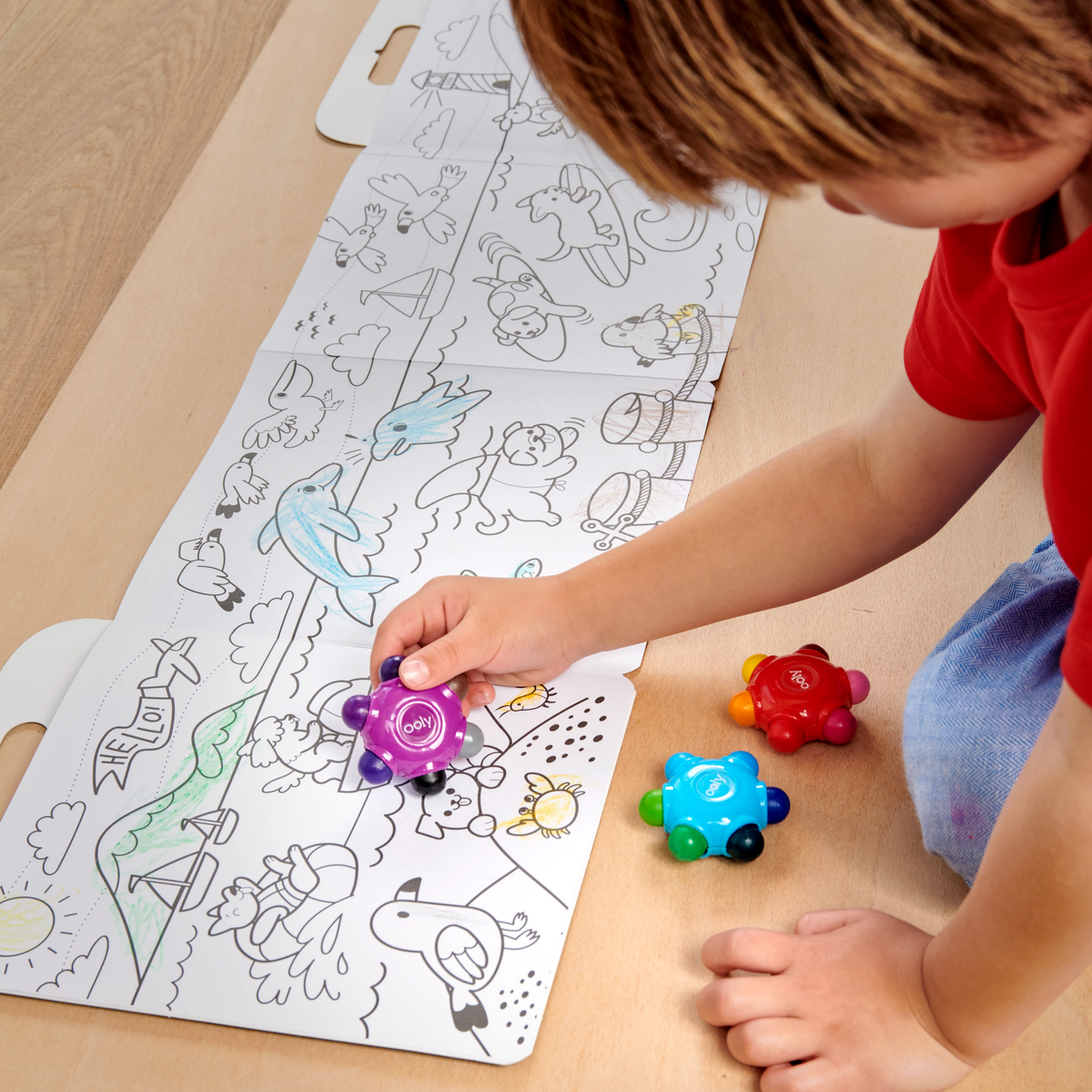 Crayons ergonomiques Color Burst – 3 crayons, 18 couleurs – OOLY