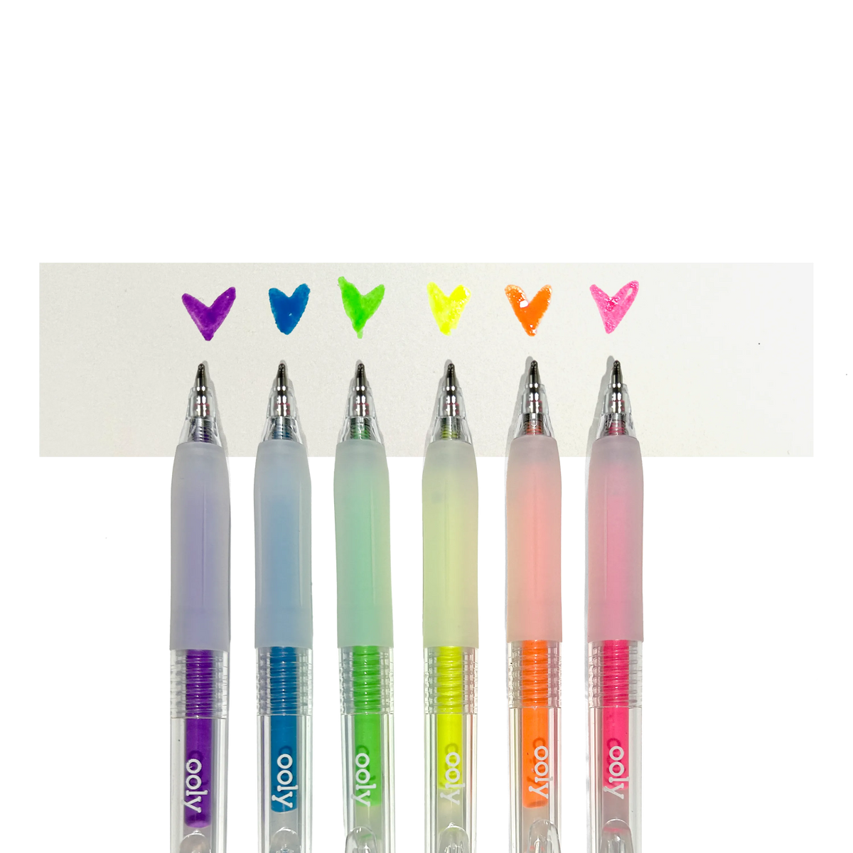 Stylos gel décoratifs en relief Jelly Gloss Néon – Lot de 6 – OOLY