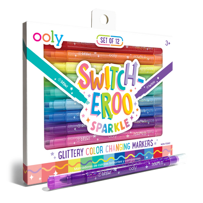 Feutres à changement de couleur pailletés Switch-Eroo – Lot de 12 – OOLY