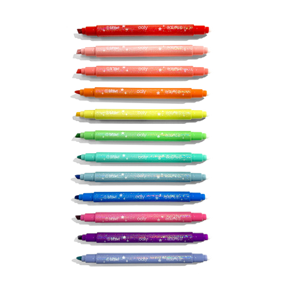 Feutres à changement de couleur pailletés Switch-Eroo – Lot de 12 – OOLY
