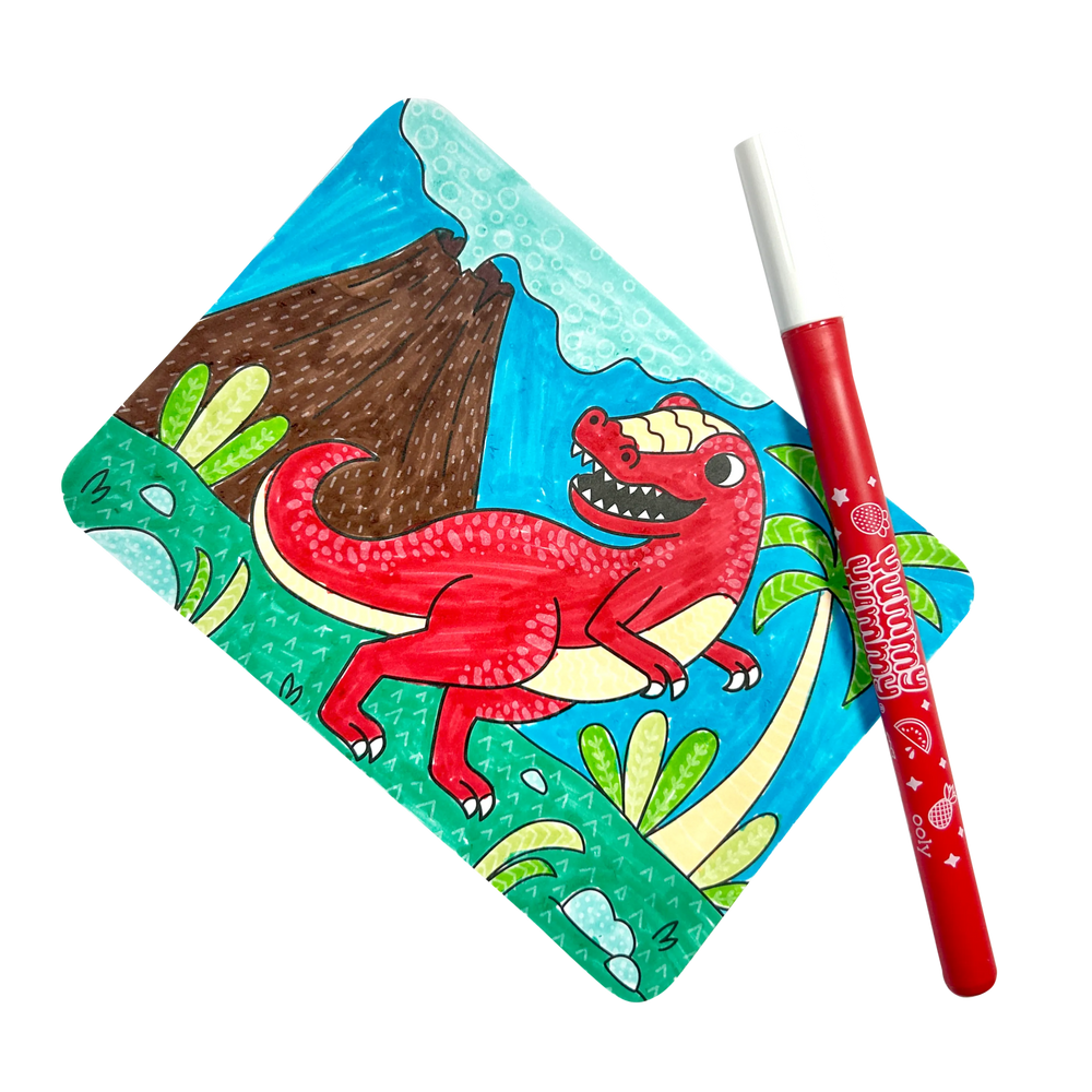 Cartes de coloriage à motifs cachés Undercover Art Dinosaures – Lot de 12 – OOLY