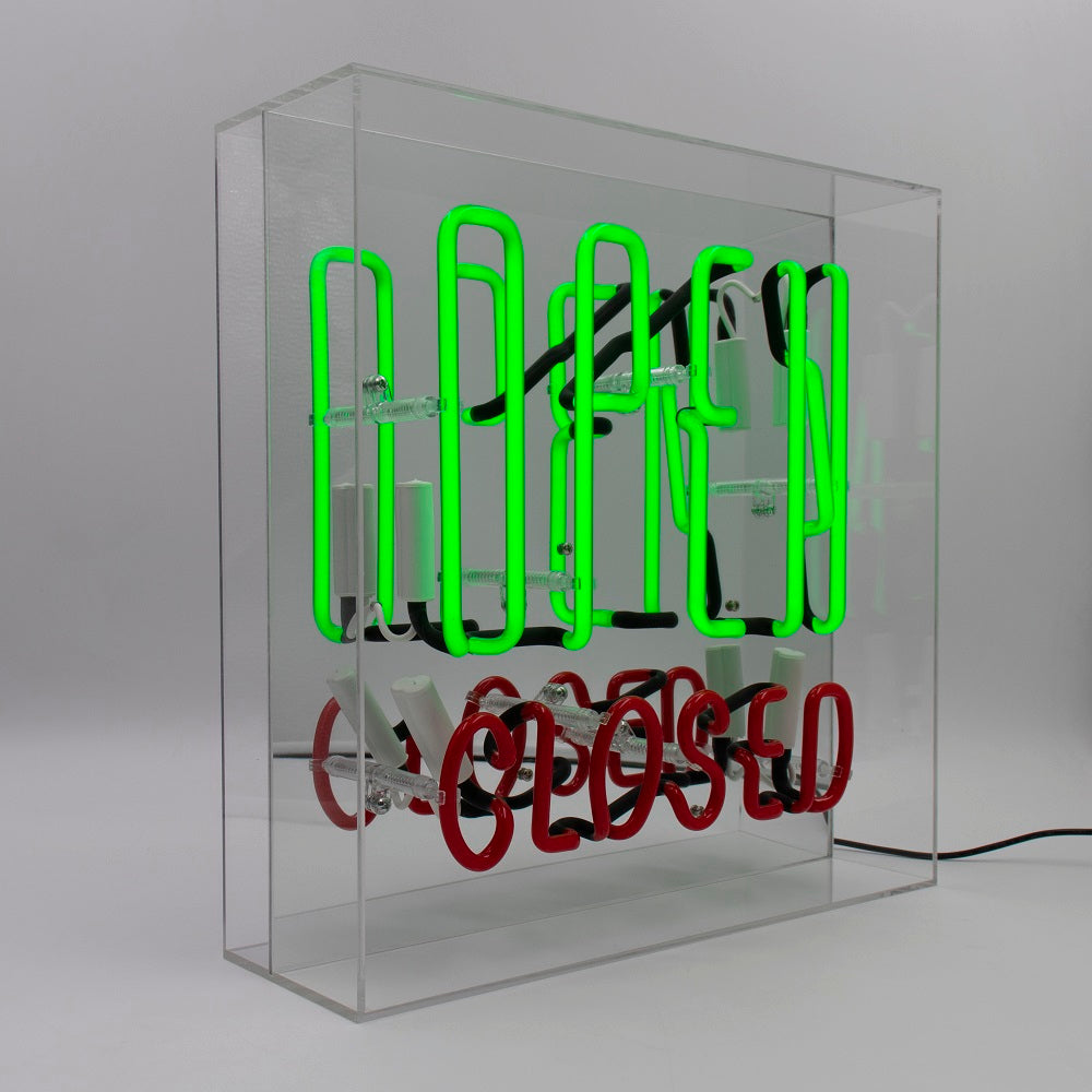 'Open / Closed' Large Glass Neon Sign