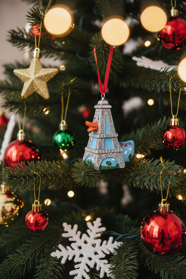 Decorazione sospesa a forma di anatra della Torre Eiffel
