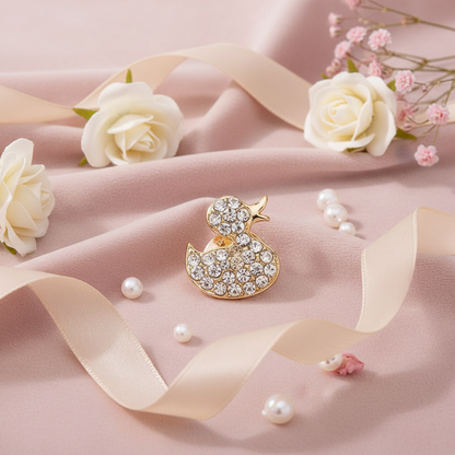 Pin de pato con diamantes de imitación
