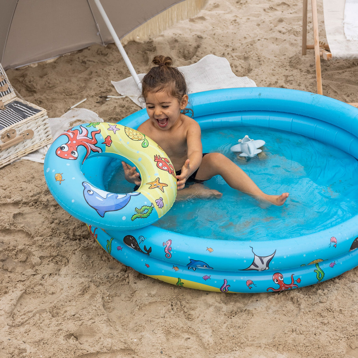 Set Piscine Enfant « Mini Marine » - Ø 120 cm - 3 Pièces
