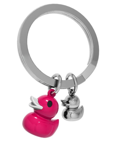 Portachiavi a forma di anatra rosa fucsia