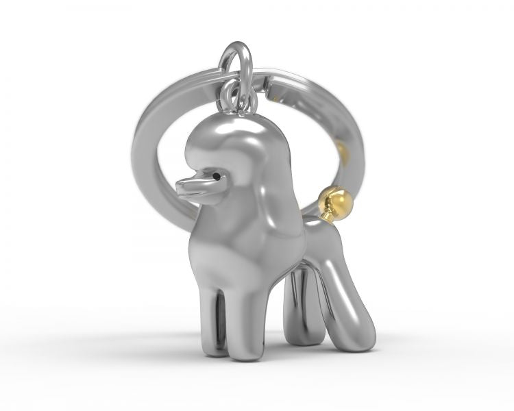Porte clés Caniche Argenté