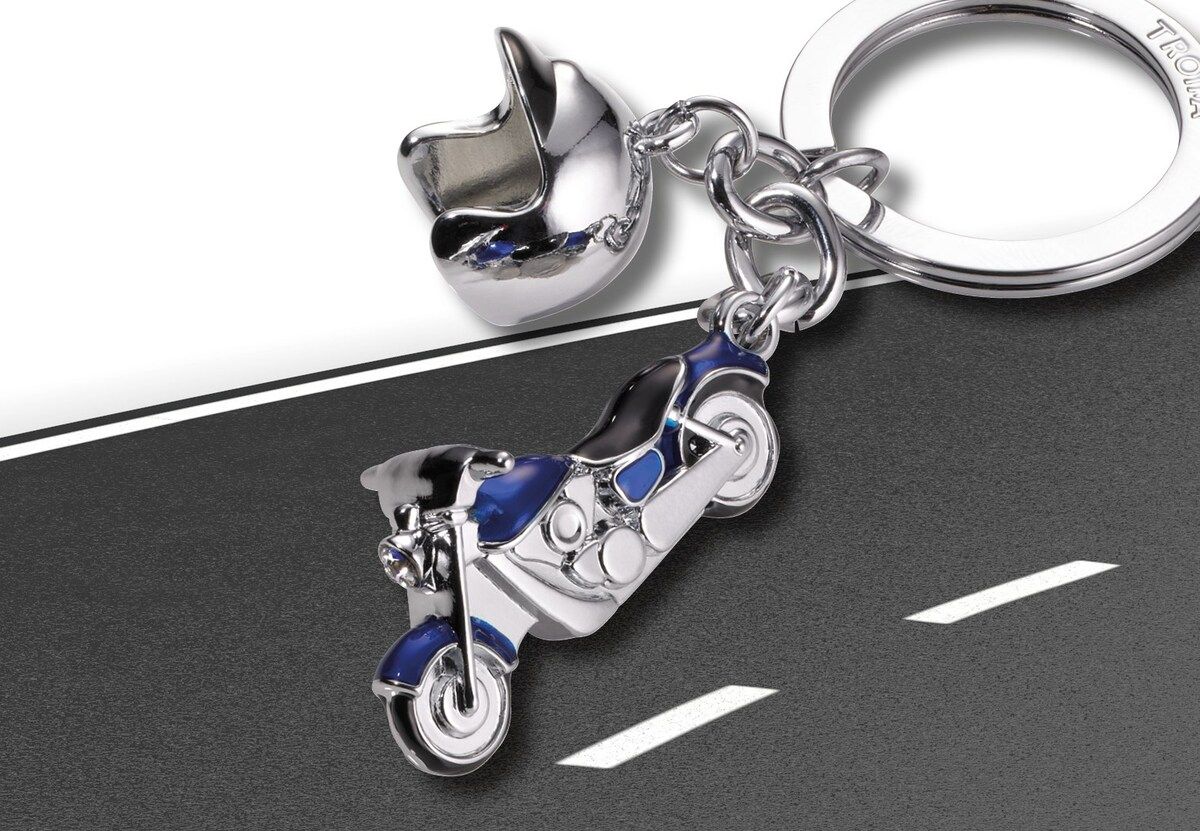 Porte-clés « KEY CRUISING » – Moto + Casque – Bleu