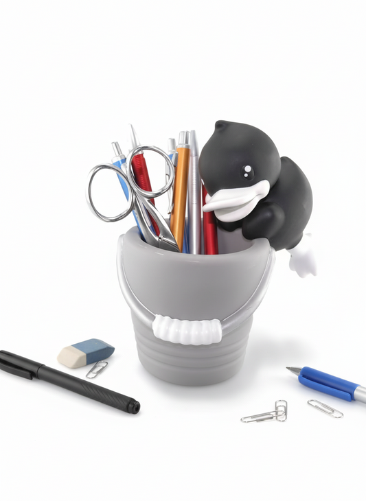 Bote de lápiz de pato negro