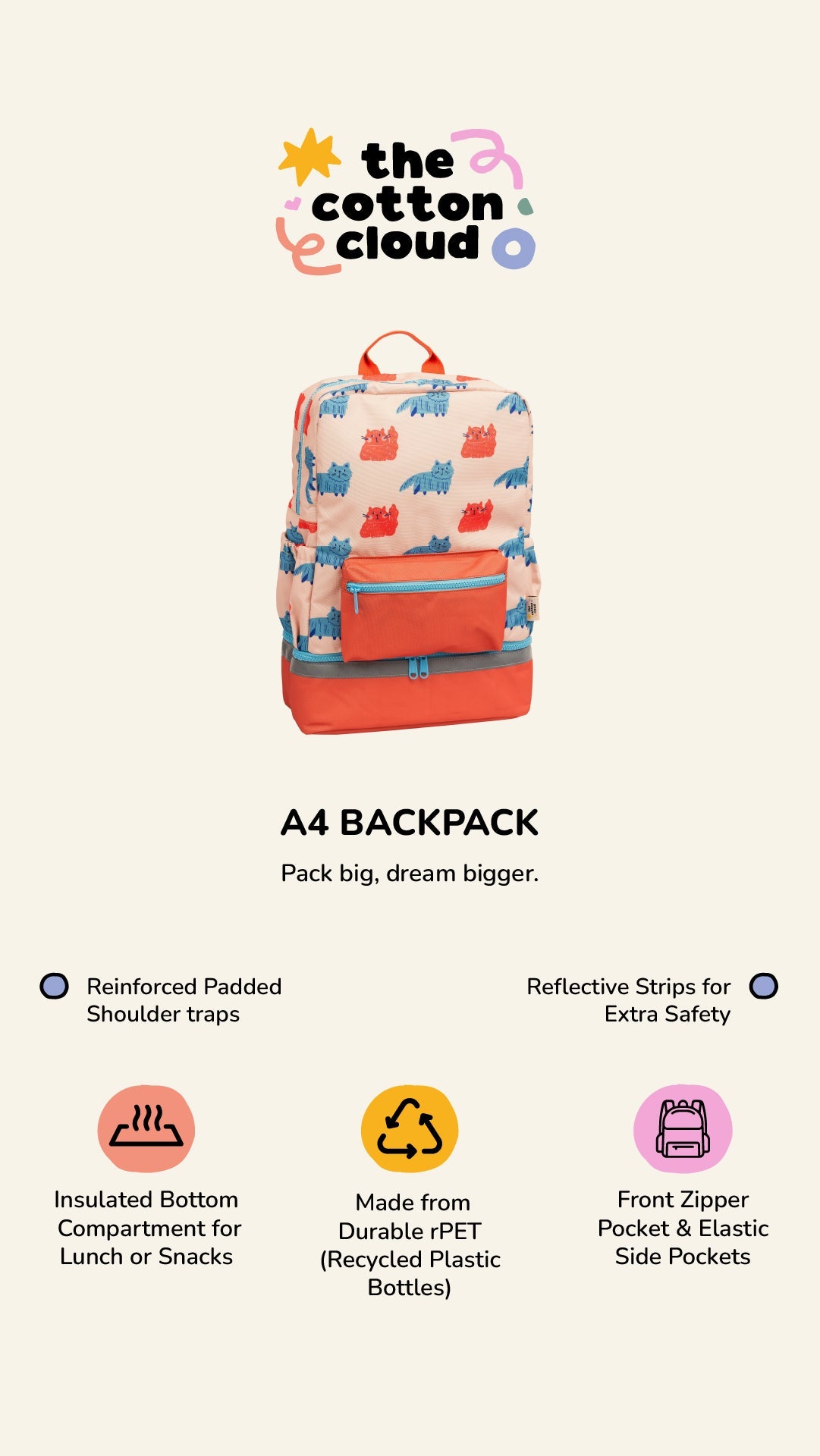 Sac à dos pour enfants A4 FUNKY DOGS