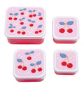 Lot de 4 boîtes repas et goûter - Cerises