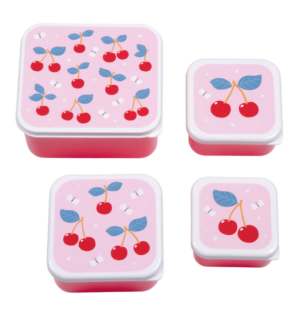 Lot de 4 boîtes repas et goûter - Cerises – A Little Lovely Company