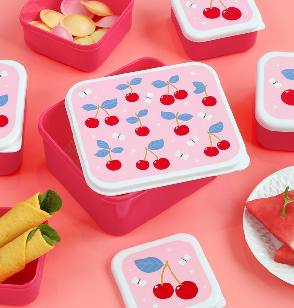 Lot de 4 boîtes repas et goûter - Cerises – vue 2 – A Little Lovely Company
