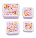 Lot de 4 boîtes repas et goûter - Jardin fleuri