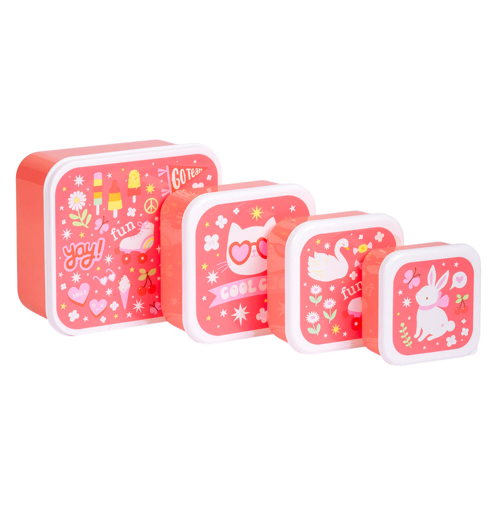 Lot de 4 boîtes repas et goûter - Fun